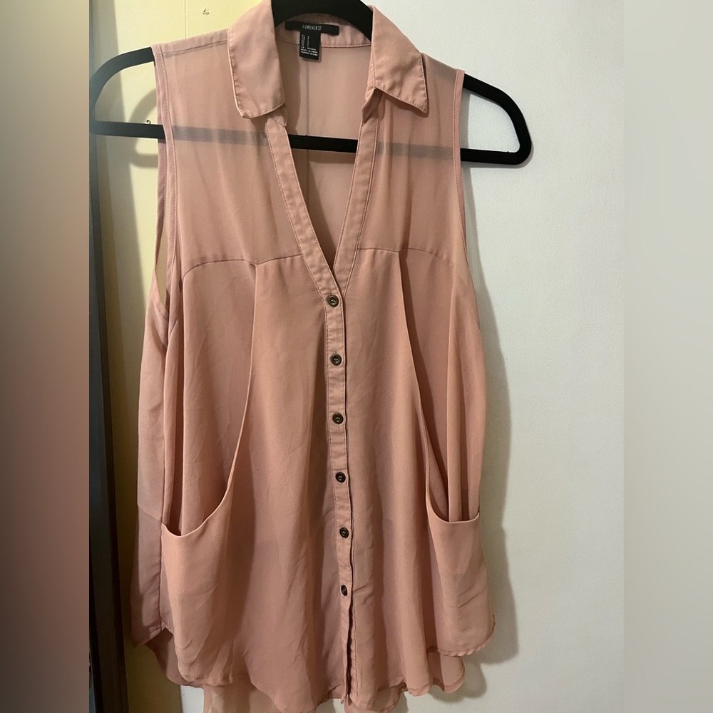 -Forever 21 button up blush pink tank!